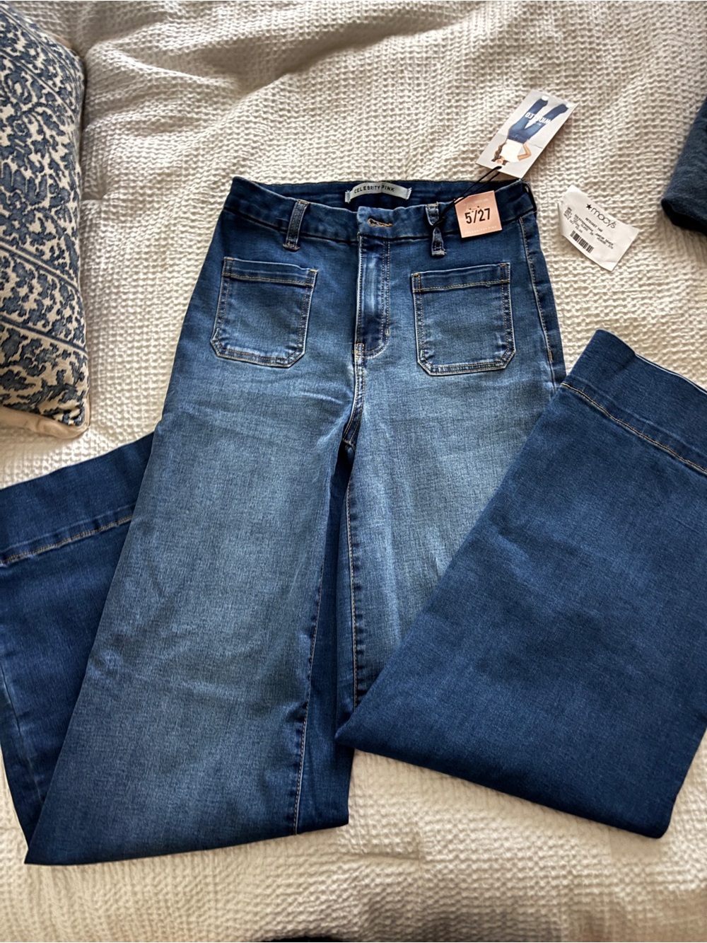 Celebrity Pink Dark Blue High-Rise Wide Leg Jeans